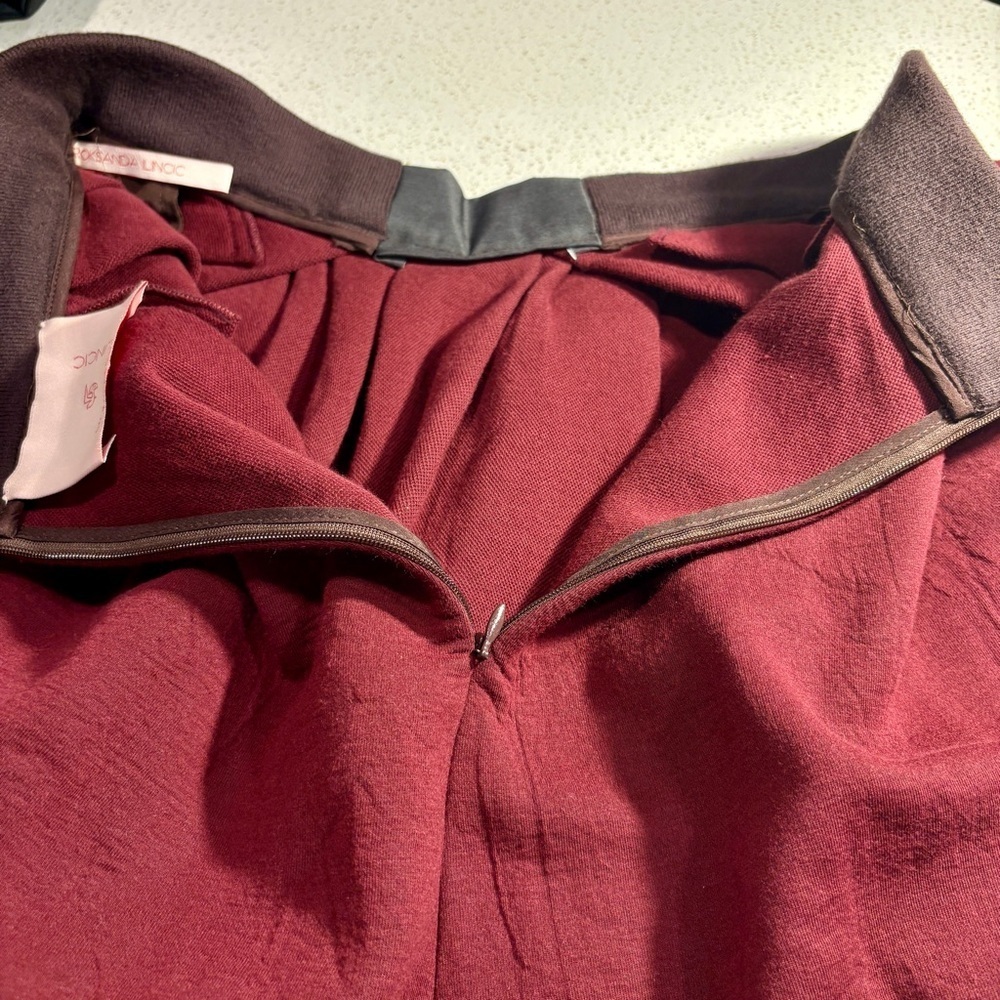 RARE Roksanda Ilincic Burgundy Pleated Skirt Size Medium - Picture 6 of 10